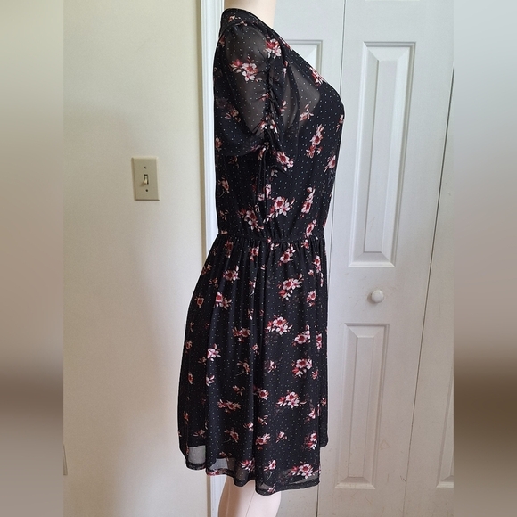 Charlotte Russe Black Floral Mesh Dress - Size L - Picture 3 of 11